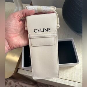 Celine Off-White sunglasses case with strap
